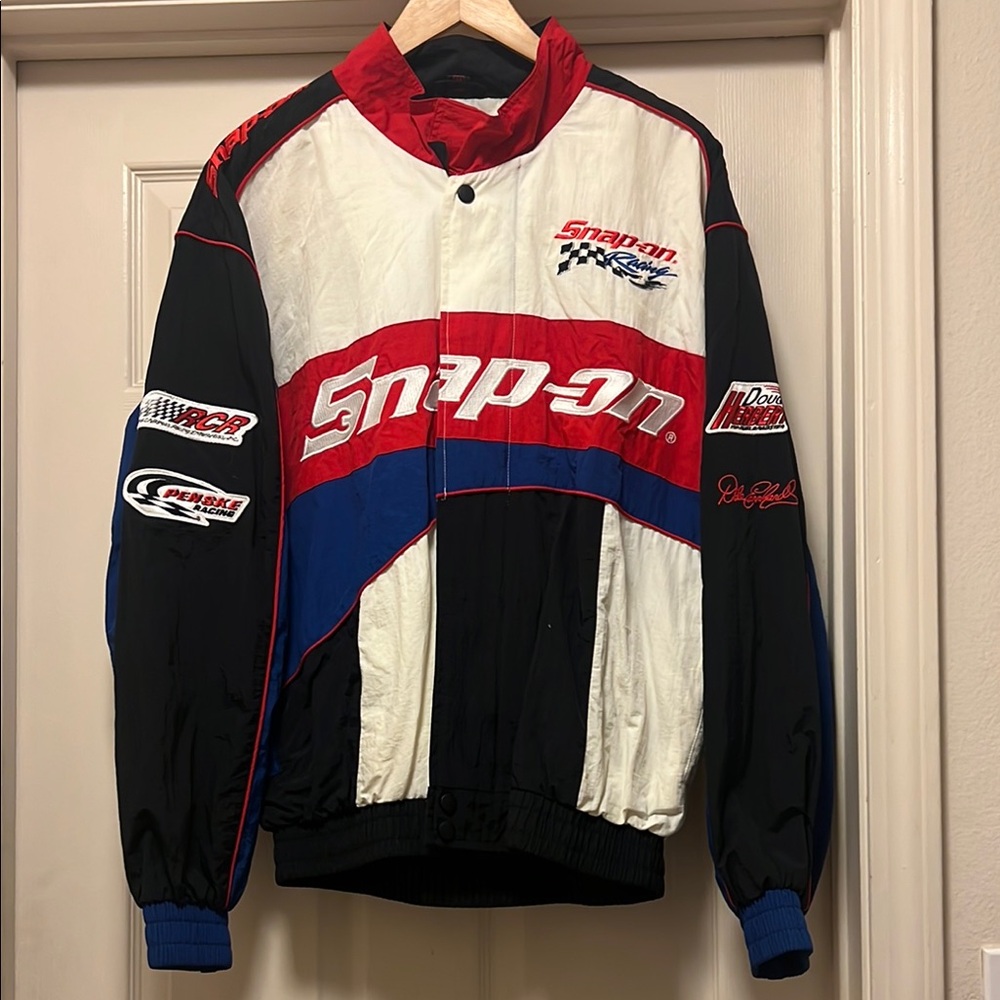 Snap Red and White Windbreaker Jacket